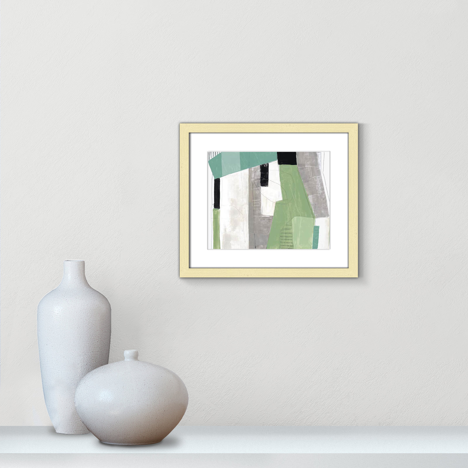 Evergreen Essence by Tom Reeves, White, Gold Box Frame - Matted Fine Art Paper Print, 13" H x 15" W x 1.25" D