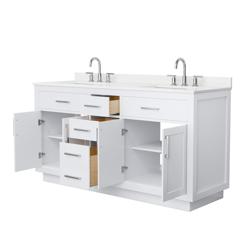 Beckett TK 66'' W Vanity, Brushed Nickel, 8" Center, White
