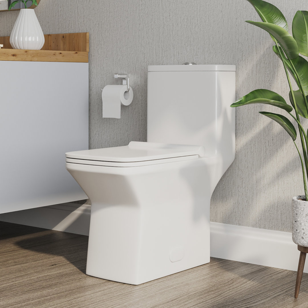Ace Dual-Flush Square Seat One-Piece Floor Mounted Toilet with White Glazed Surface(Seat Included) DeerValley