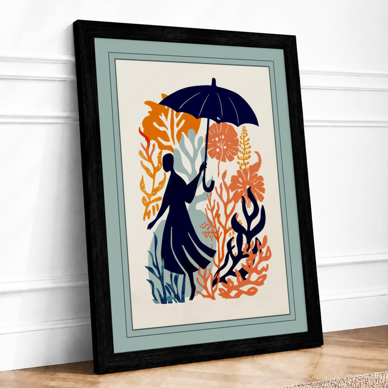 Figure Among Flowers Botanical - Framed Print, A1 - 84.1 x 59.4 cm, Black