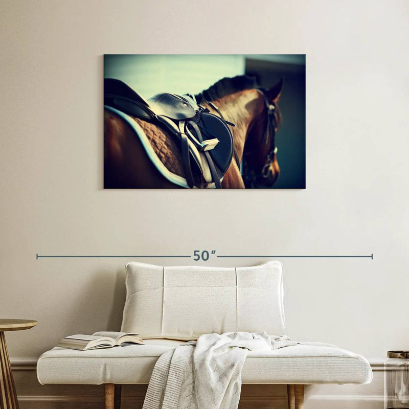 Cheval brun selle Brampt, H 24 po x l 36 po