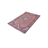 Tapis en laine rouge/bleu 3 pi 2 po x 5 pi one-of-kind-noué la main