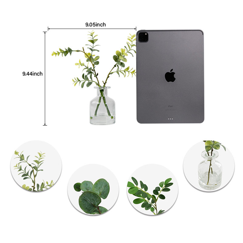 Ensemble 3 pièces d'eucalyptus artificiel en pot