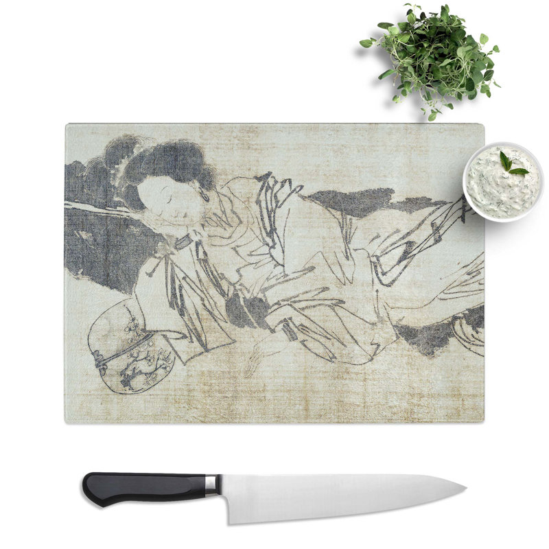 Tempered Glass Beauty Sleeping by Tang Yin Chopping Board, 39cm W x 28.5cm L