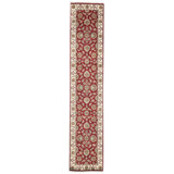 Hand-Knotted High-Quality Red and Ivory Runner