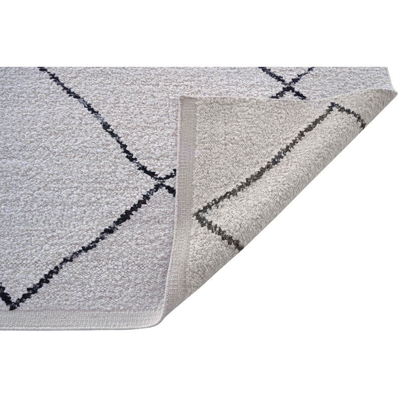 Wool Geometric Area Rug in Ivory/Charcoal, Rectangle 10' x 14'