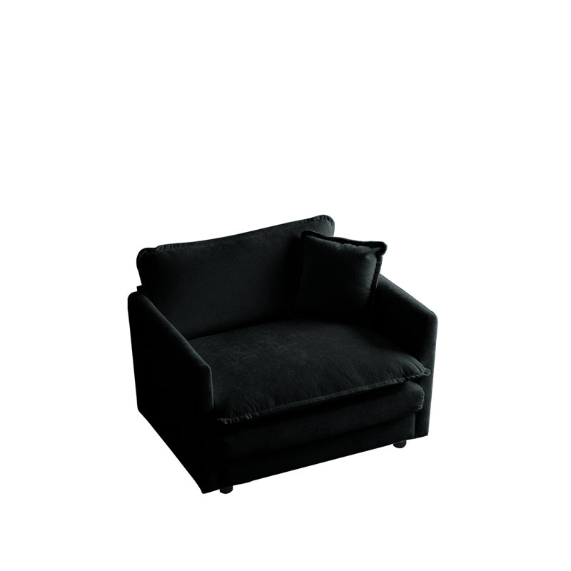 Fauteuil en chenille noir - Assise simple en tissu d'assise simple avec rembourrage en éponge de qualité