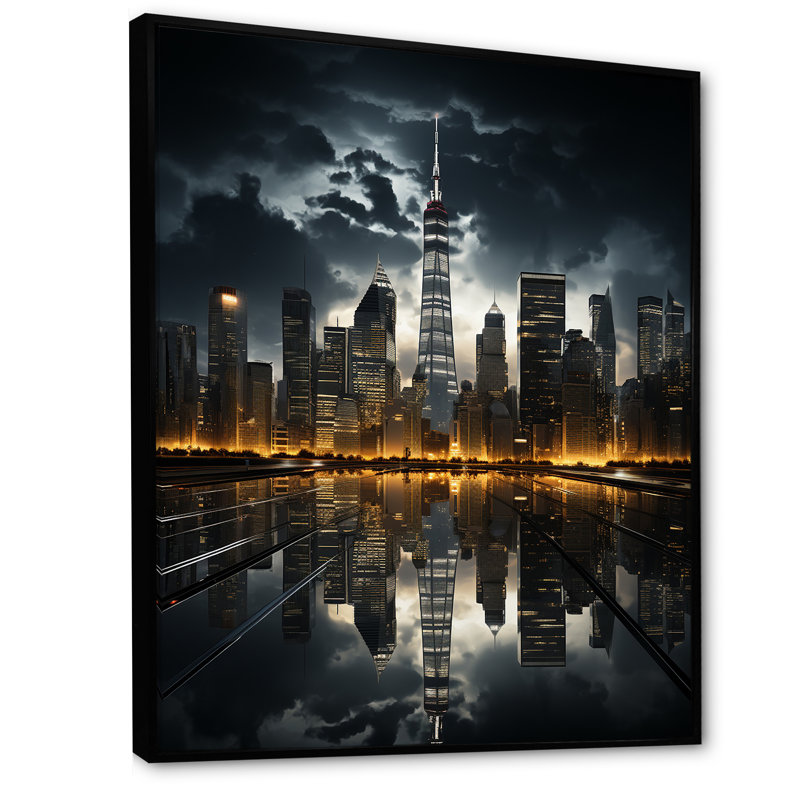 Hoddesdon gratte-ciel monochromatique Metropolis II - impression, H 44 po x l 34 po x P 1,5 po, Cadre flottant noir