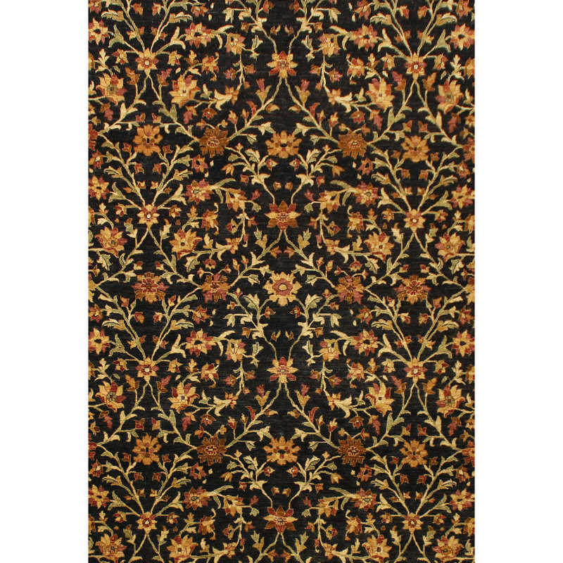 Wool Oriental Area Rug in Black, Rectangle 12' x 24'