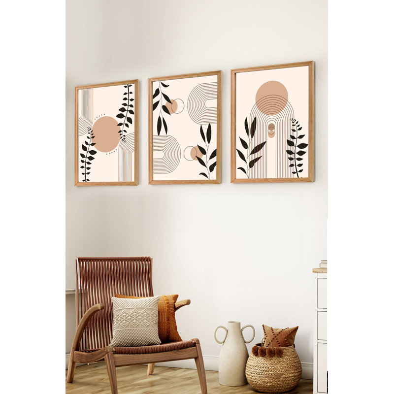 Stunning Decorative Framed MDF Painting Set (3 Pieces), Solid Pine Wood Frame, 7.9 x 11.8 inches | 100% MDF Art on Bristol Paper, Double-Sided PVC Film with Shiny & Matte Finishes | Perfect for Home Décor & Gallery Walls