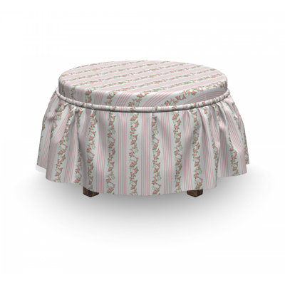 Housse pour repose-pieds flore et rayures