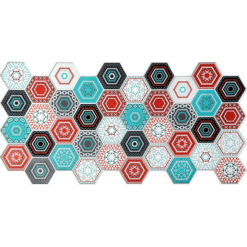 19" x 38" 3D Wall Panel in Blue/Red/Black (10-Pack)