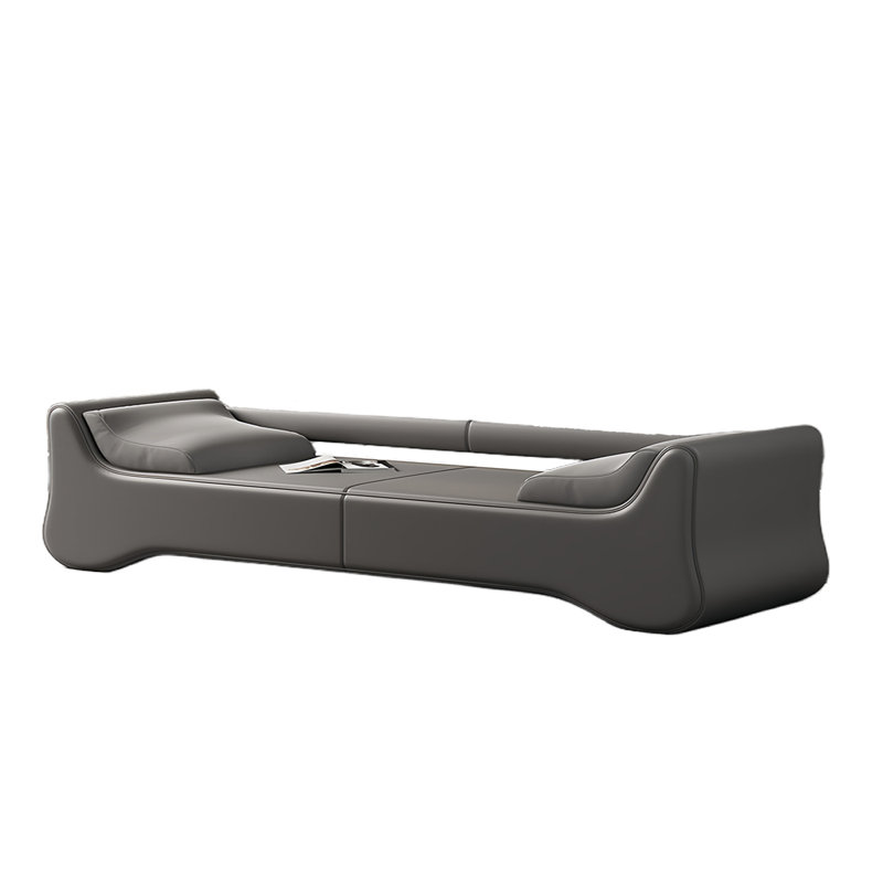 Banc rembourré en cuir Stochmal Match, H 21,25 po x l 70,86 po x P 19,68 po, Gris