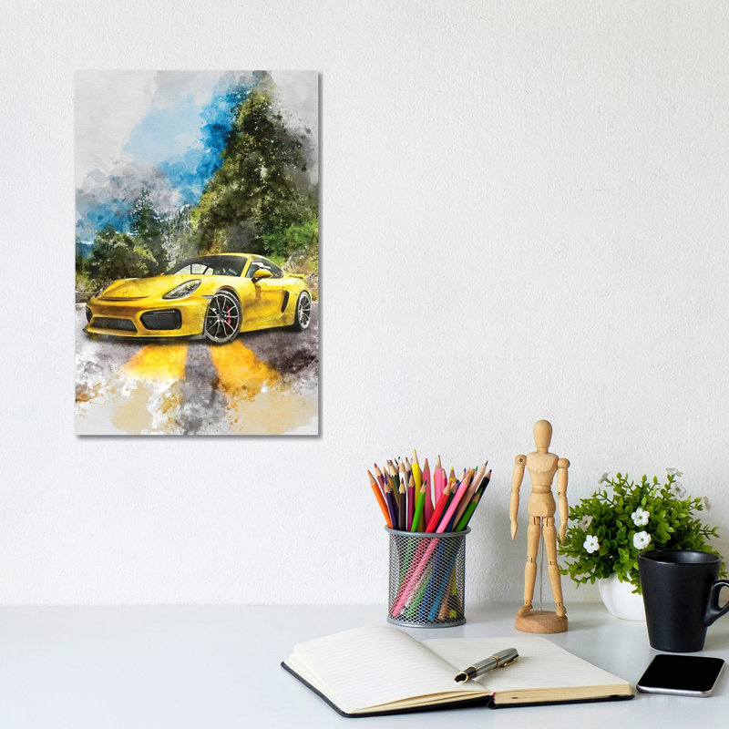 Porsche Cayman GT4 by Gab Fernando - Wrapped Canvas Print, 20.32 cm H x 30.48 cm W