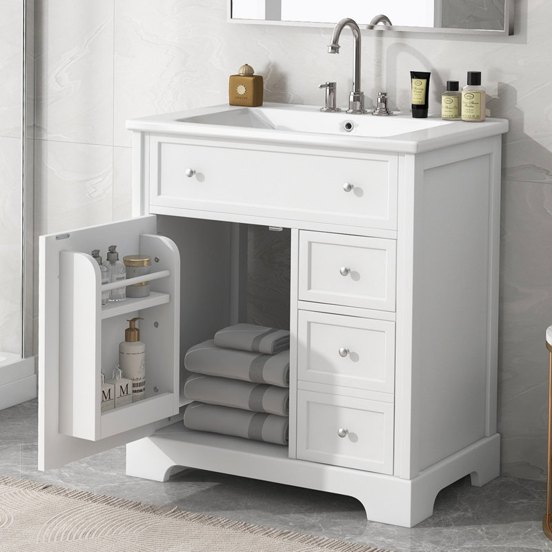 Meuble-lavabo simple 30,00 po avec plateau en céramique Hanora