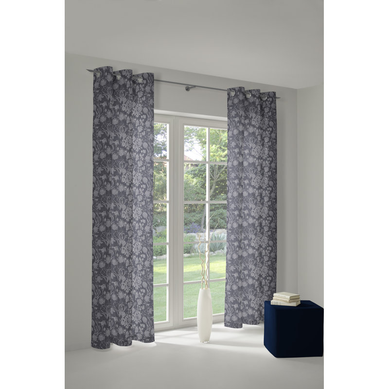 Micheal Cotton Room Darkening Curtain Single Panel, Indigo, 145cm Width x 145cm Drop