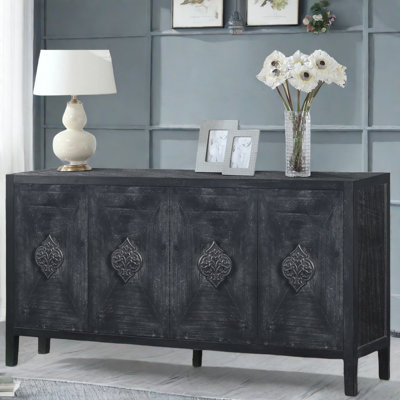 Lureen Sideboard With Carved Flower Handles And Adjustable Shelves