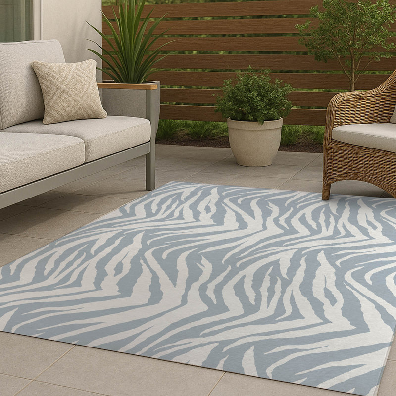 Tapis d'extérieur antidérapant à motif zébré, Rectangle 4pi x 6 pi