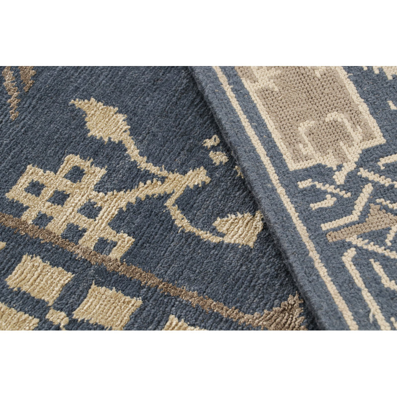 Rug & Kilim’S European Style Dragon Rug In Blue With Bronze Pictorials