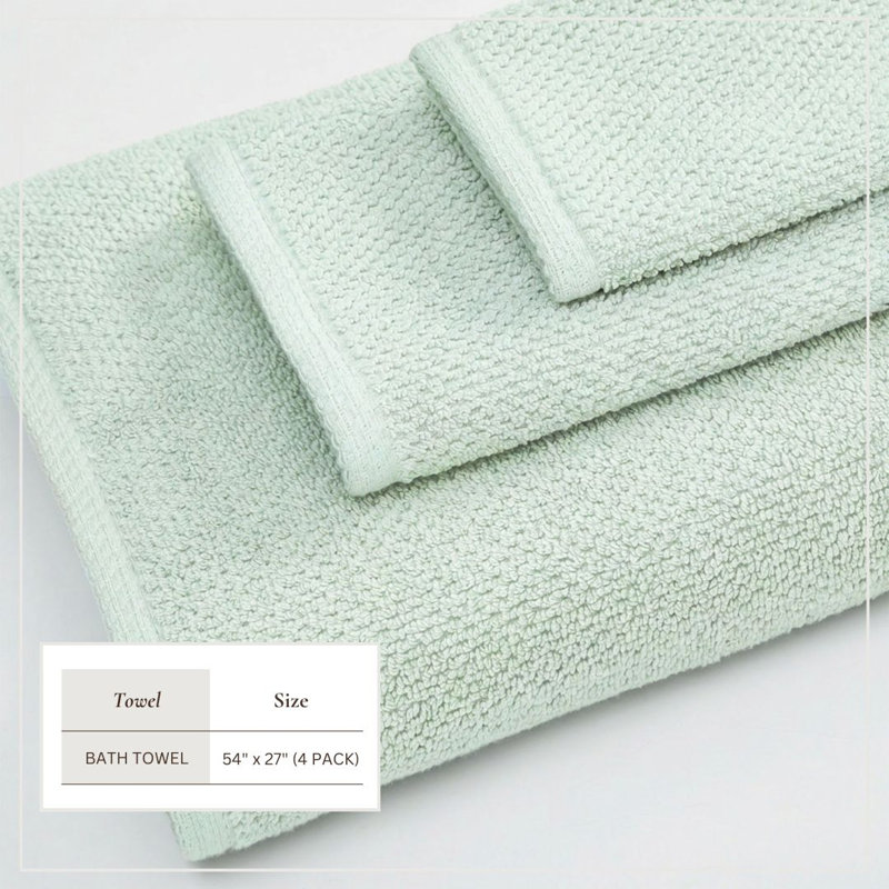 Drap de bain 100% coton texturé, Pastel Blue, Serviette de bain - paquet de 4