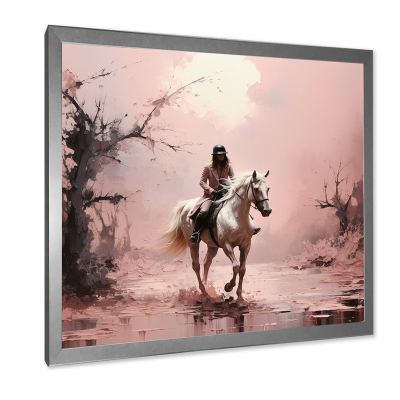 Romantisme au cheval galopant sur toile, H 16 po x l 16 po x P 1 po, Cadre simple argenté