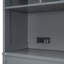 Grand lit escamotable mural avec tablettes supérieures et USB, gris