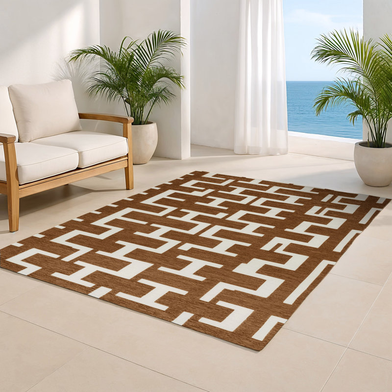 Tapis brun intérieur et extérieur Trellis, Rectangulaire 2 pi x 3 pi