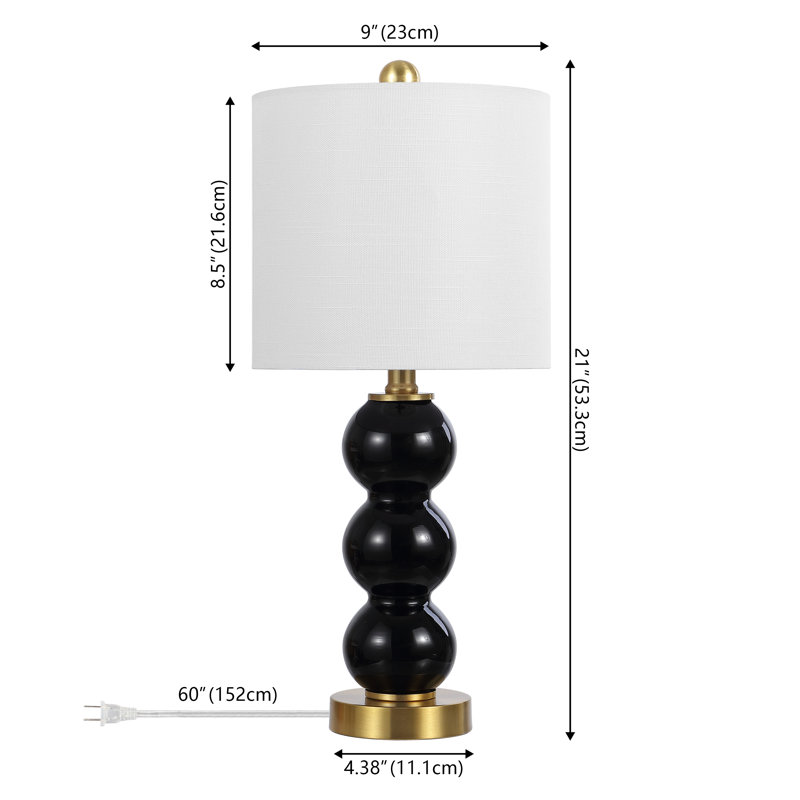Chewning 21" Table Lamp, Black/Brass Gold