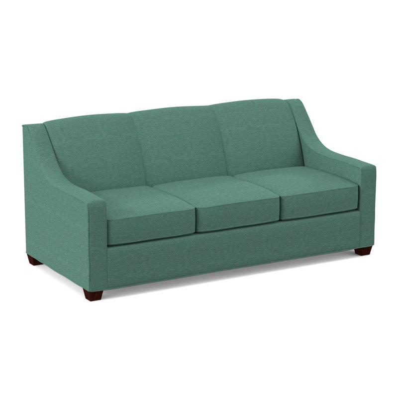 Phillips Square Arm Sofa with Reversible Cushions, Antic Lagoon, Empire Mahogany, 34.5" H x 76" W x 36" D