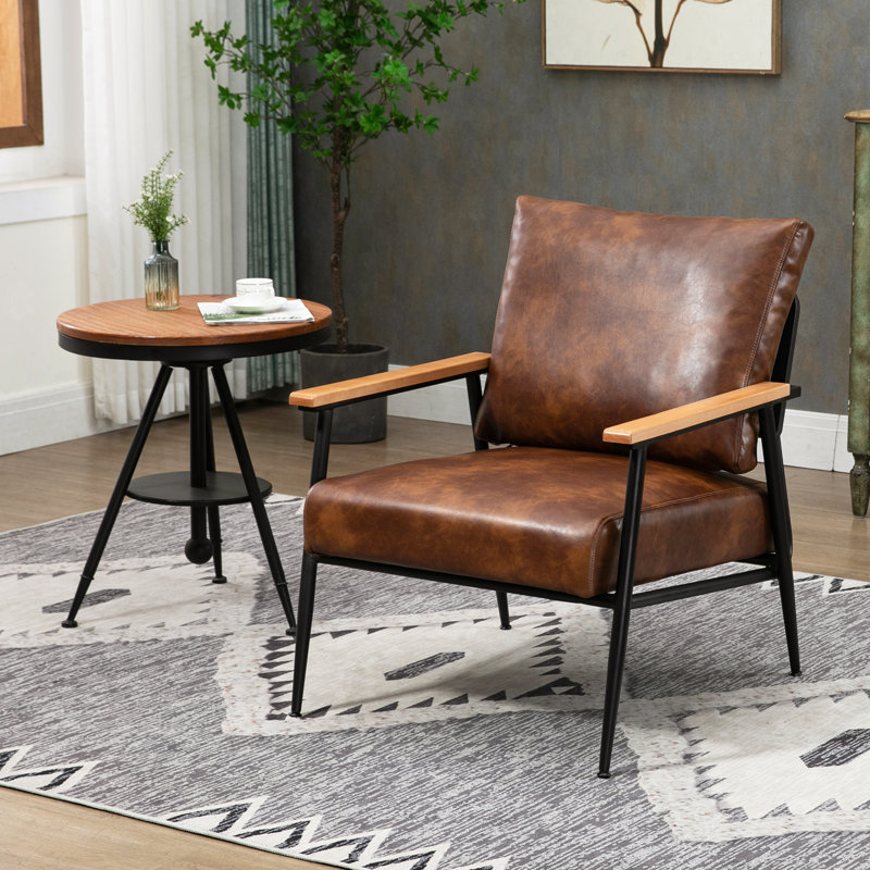 Fauteuil d'appoint Yanalis, Similicuir brun