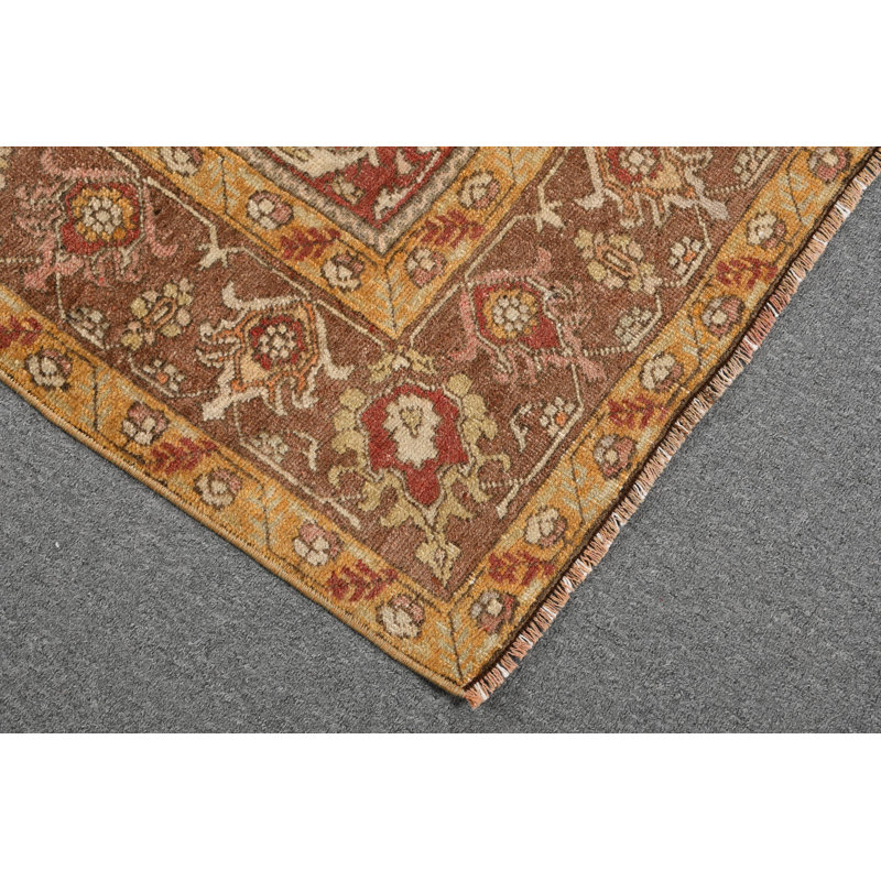Tapis rétro en laine turque Oushak idéal pour les salons avec un design unique de tapis anatolien