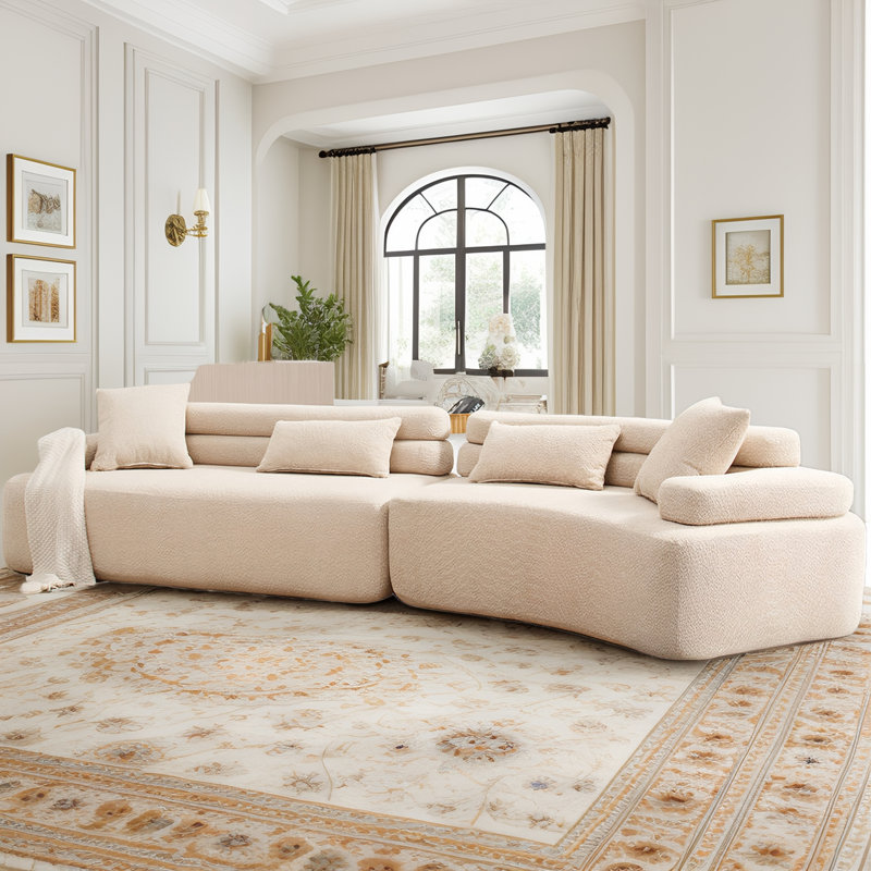Shandra 139'' Modular Sectional Sofa, Shandra Khaki Polyester