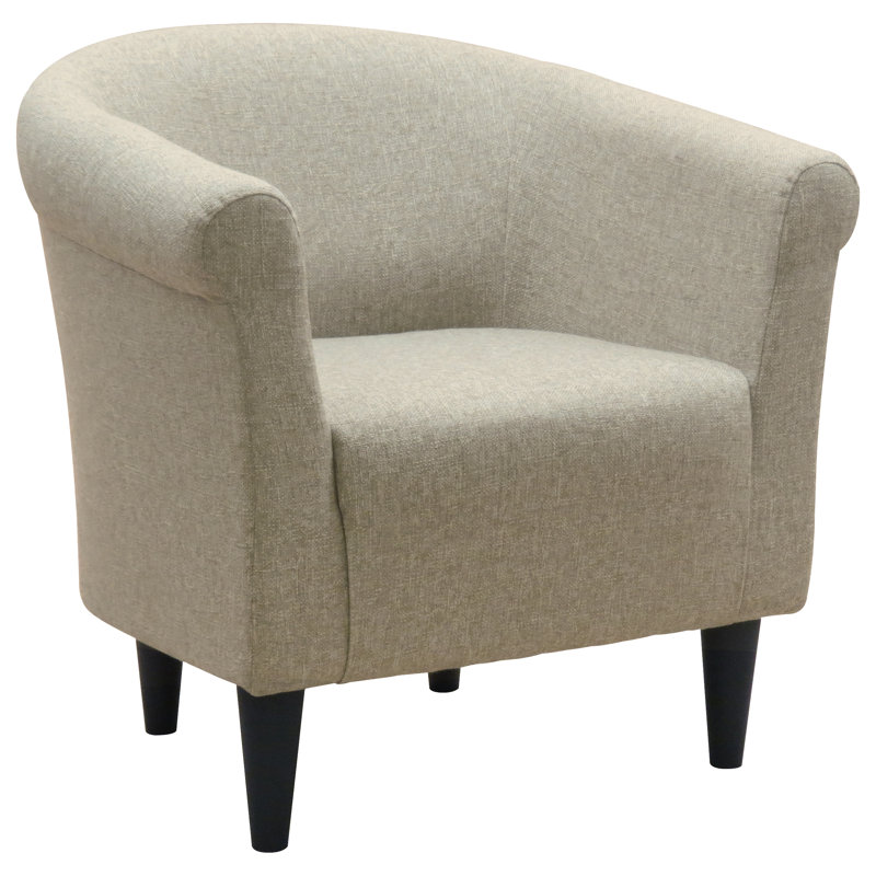 Liam 31.5" W Barrel Chair, Notion Light Brown/Beige Microfiber/Microsuede
