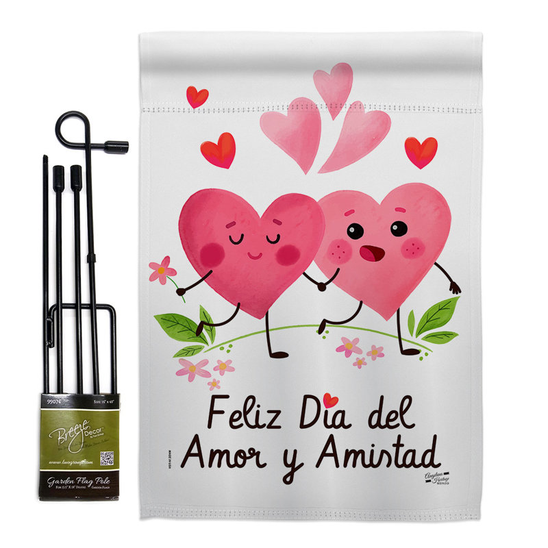 Ensemble de drapeaux en polyester 18 x 13 po Feliz Dia Del Amor