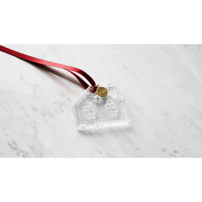 Orrefors Holiday Ornament 2.7'' Crystal Glass Buildings & Architecture Hanging Figurine Ornament, Clear