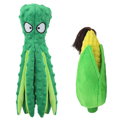 Dog Plush Toy Bite Resistant Teeth Grinding Octopus Corn Shape Dog Squeaky Toy