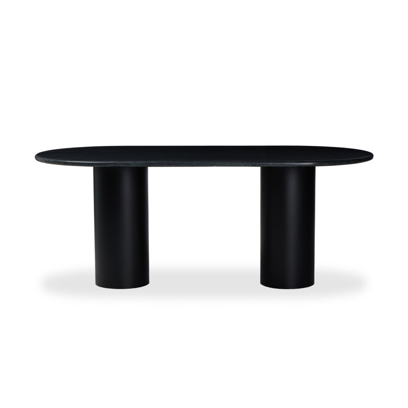 Belle Oval Marble Dining Table, Black Marble