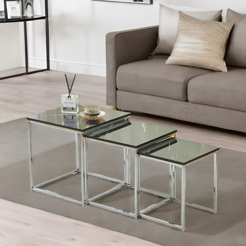 3 - Piece Living Room Table Set, Grey