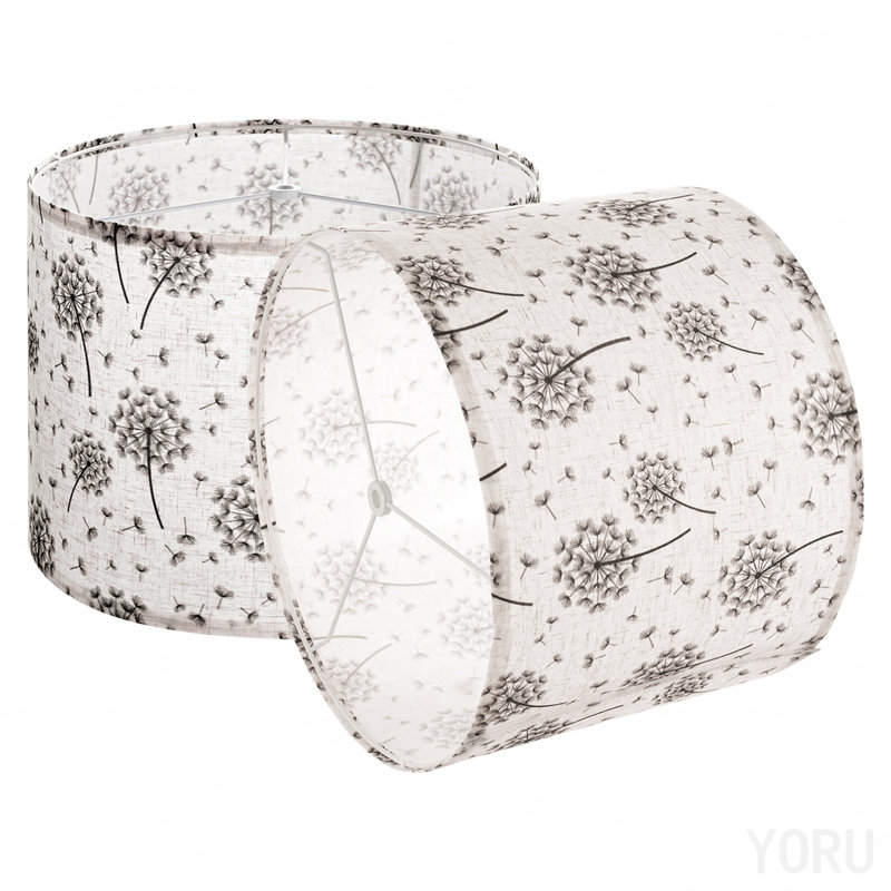 Drum Lamp Shade 2 Set 13 X 13 X 10 In Round Lampshade (Light Dandelion Pattern)