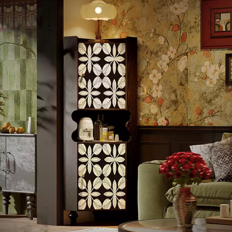 Armoire de rangement 70,87 "style français rétro en bois massif noir