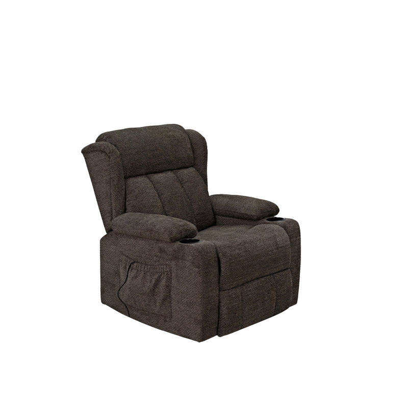 Fauteuil inclinable électrique en lin brun Lusio