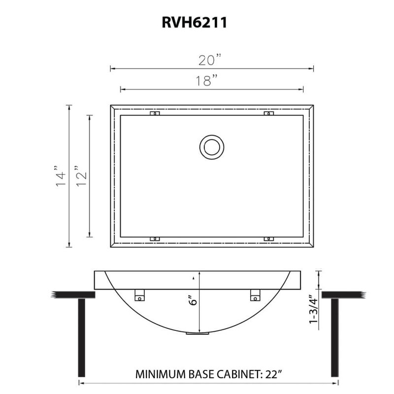 Ruvati 20 x 14 inch Semi-Recessed Drop-in Topmount Stainless Steel Rectangular Bathroom Sink - , Brushed Gold