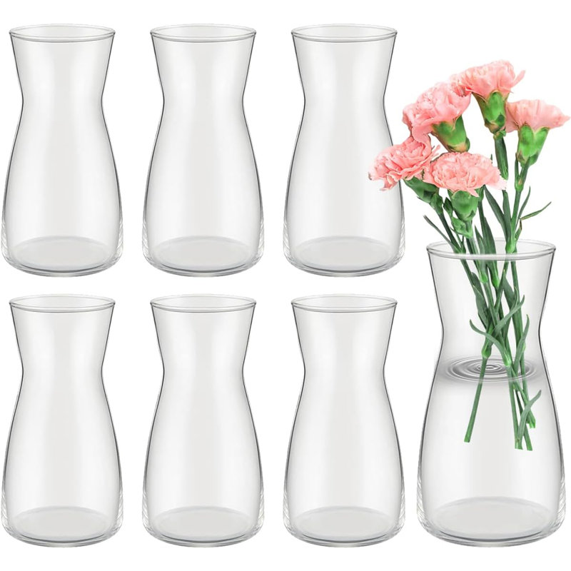 Ensemble de 6 vases à fleurs en verre transparent de 8 pouces