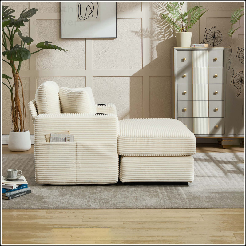 Canapé rembourré Corduroy, Beige