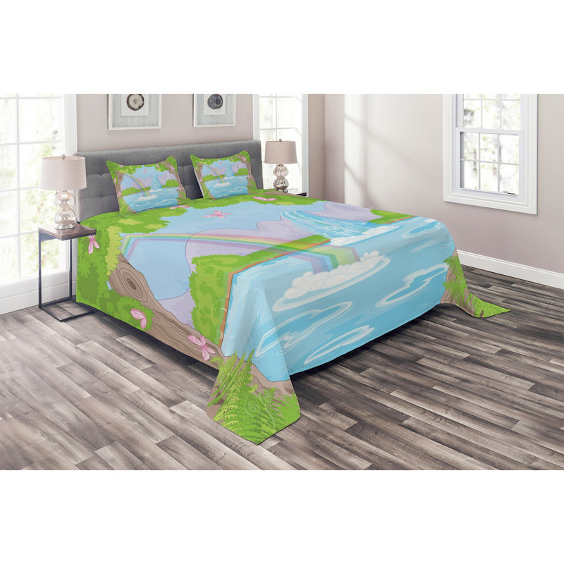 Feminine Polyester Coverlet, King Bedspread + 2 Shams