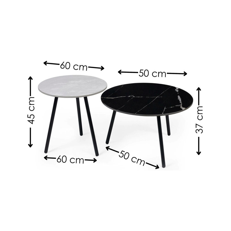 Casper Side Table Set, Black/White