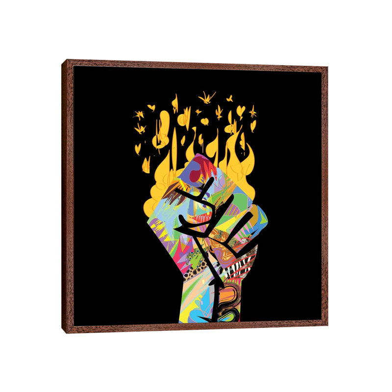 BLM by Technodrome1 - Print on Canvas, 93.98 cm H x 93.98 cm W, Classic Brown Wood Framed