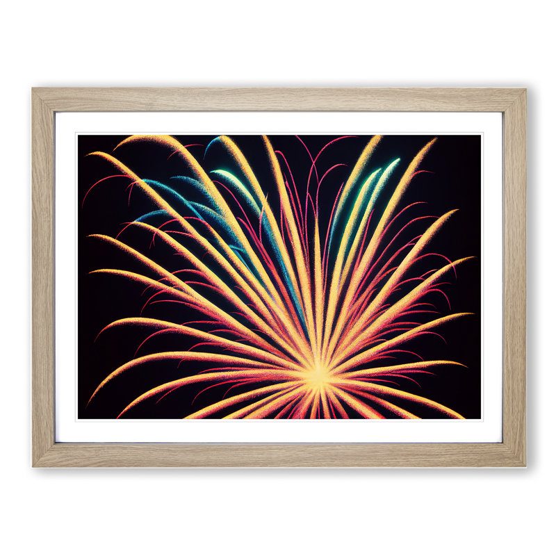 Boundless Fireworks - Single Picture Frame Print, 46cm H x 64cm W x 2cm D, Oak Framed
