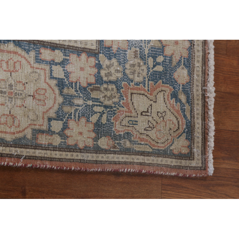 Tapis rose en laine noué à la main de conception unique 1950S 6 pi 7 po x 10 pi 1 po 1950S