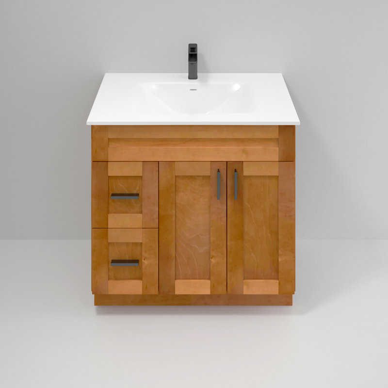 36'' Bathroom Drawers Vanity Set Sink Base with 37" Resin Sink Top Combo, Gray